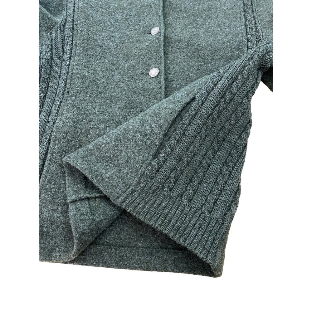 Vintage German Wool Cardigan Archbishopric of Mainz 1765 Coin Buttons Green M HT - Picture 7 of 16